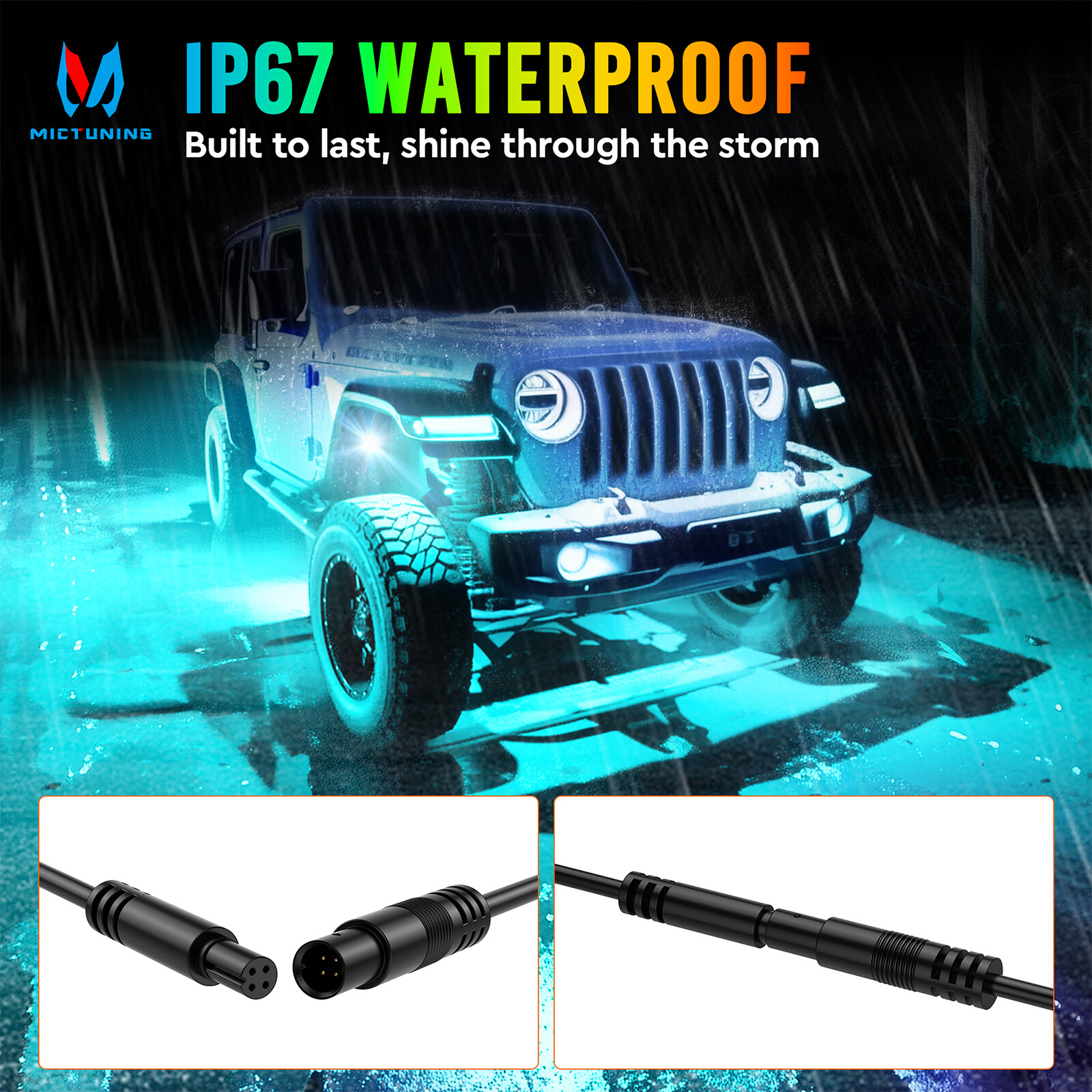 16-Pods RGBW LED Underglow Rock Lights for Trucks Cars, App & Remote Controller