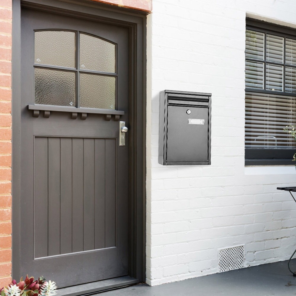 Locking Mailboxes Wall Mounted Key Lock Drop Mail Box Steel Rust-proof Post Box