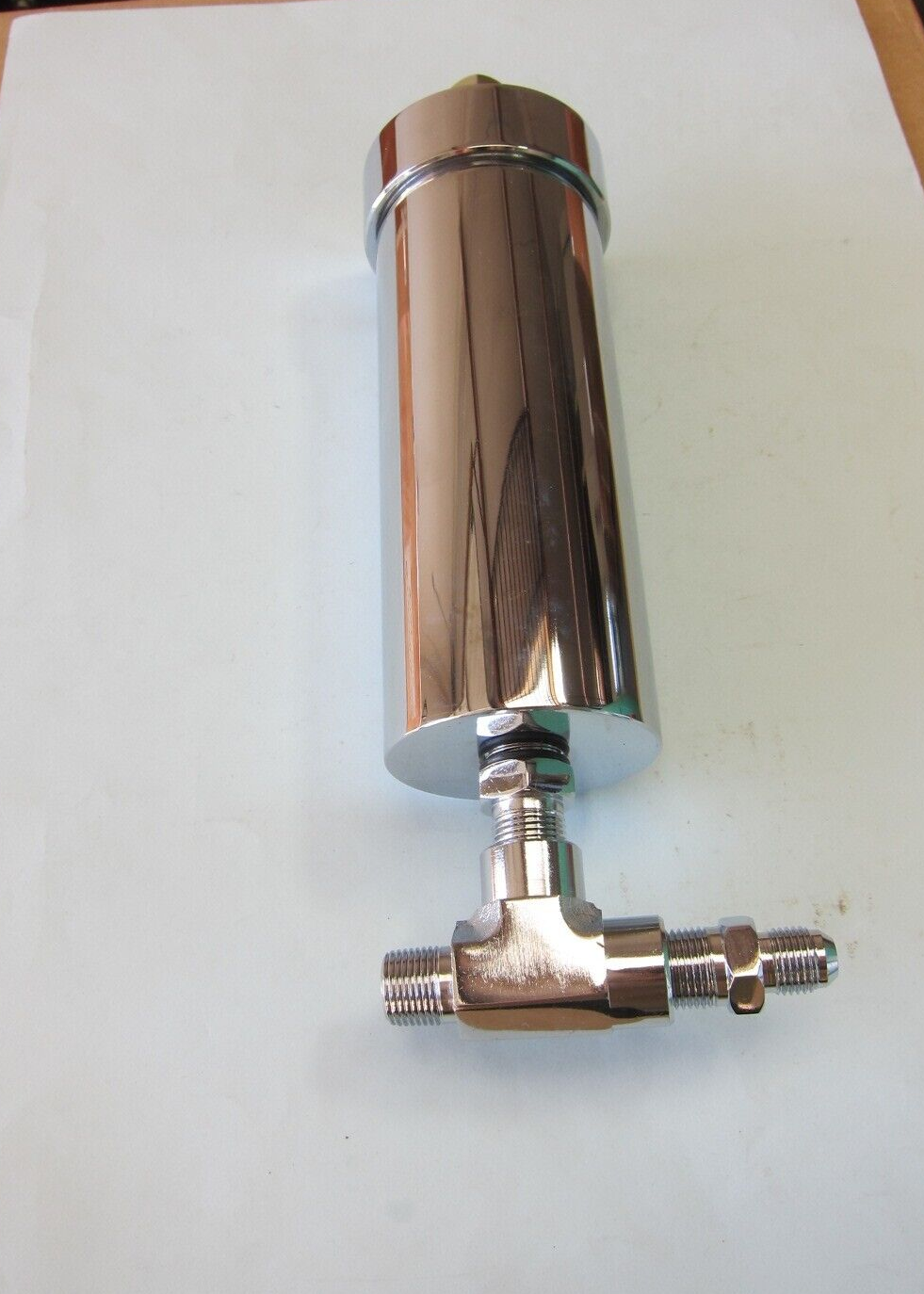 Lowrider Hydraulics accumulator, boss 8 port, pre-charged & adapters, all chrome