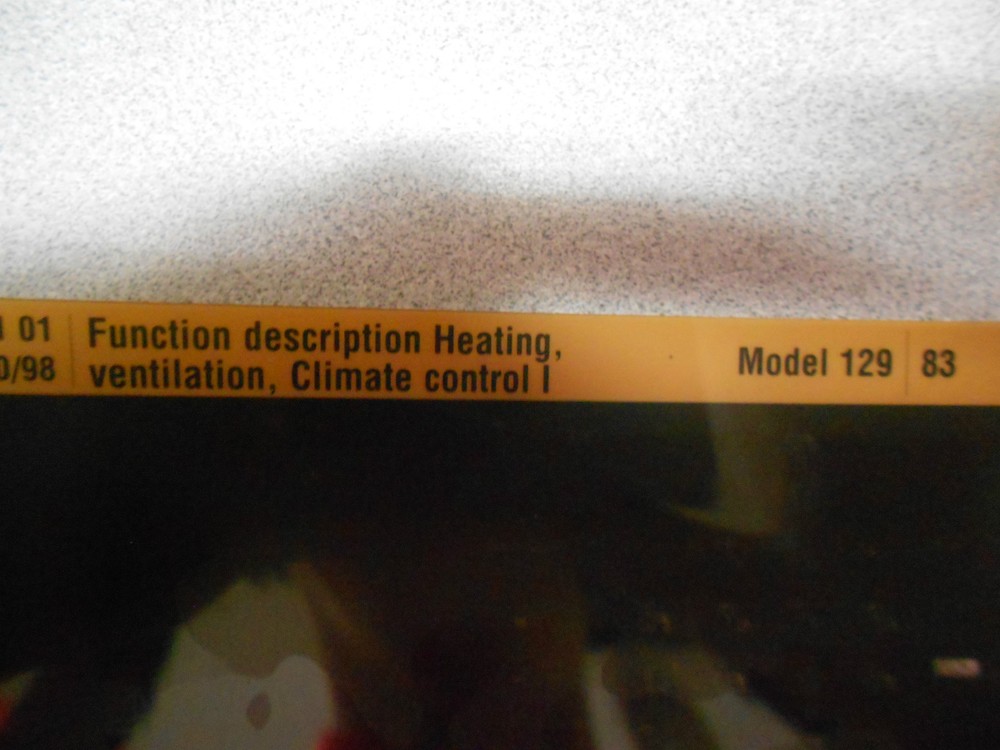 1998 MERCEDES Model 129 Function Description Heating Ventilation 2 VOL SET HUGE