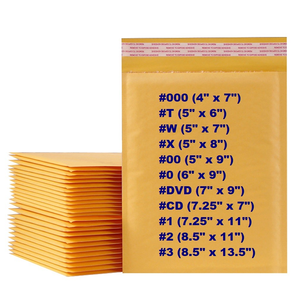 25/50/100/200/500 Kraft Bubble Mailers Padded Envelope Shipping Bags All Size US
