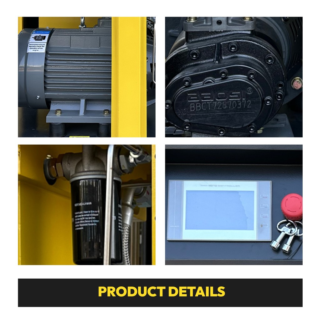 3Ph 10HP Variable Frequency Drive Rotary Screw Air Compressor 208/220/230V 38CFM