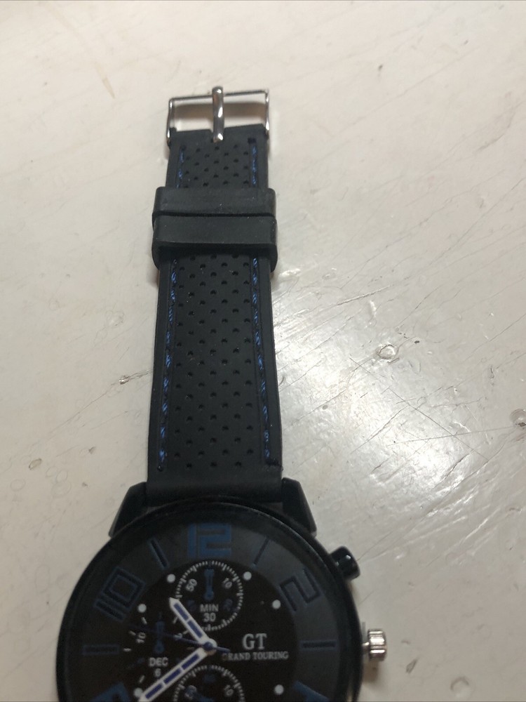 GT Men Watch Black and Blue Rubber