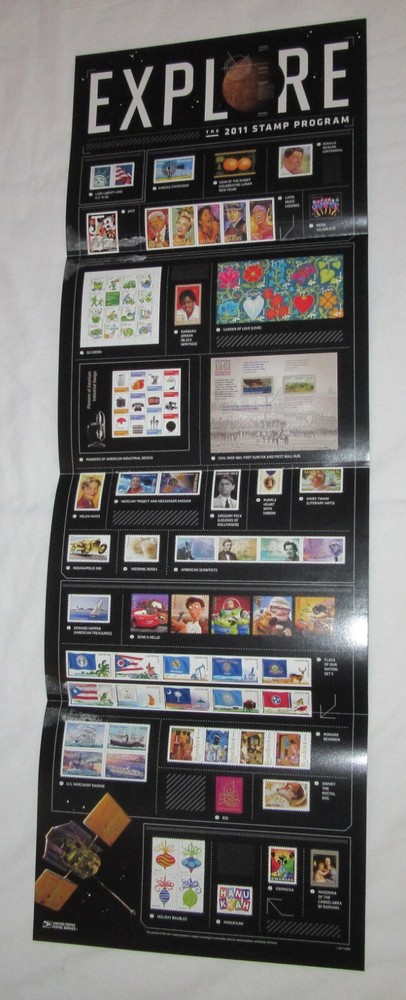 2011 US Stamp comprehensive issue Poster 11" x 32" every postage issue