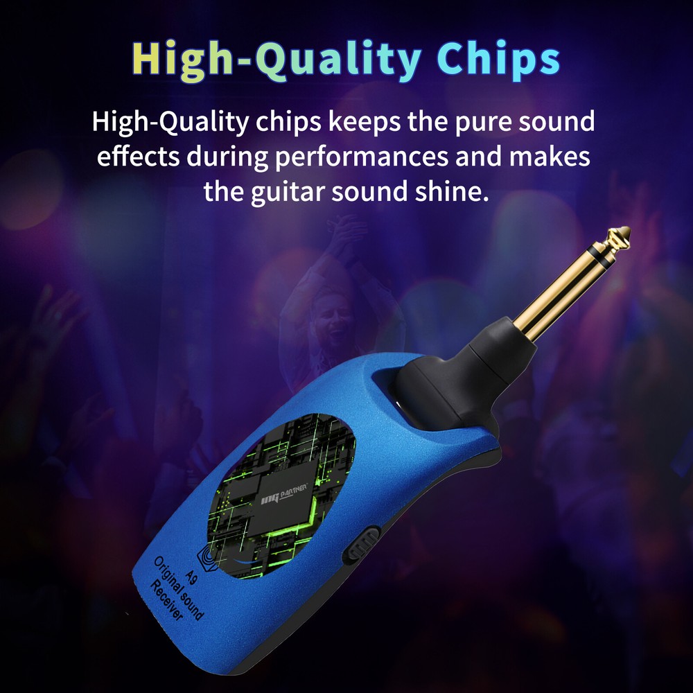 2.4GHz Dual Transmitter Digital Wireless Guitar System Transmitter Receiver Blue