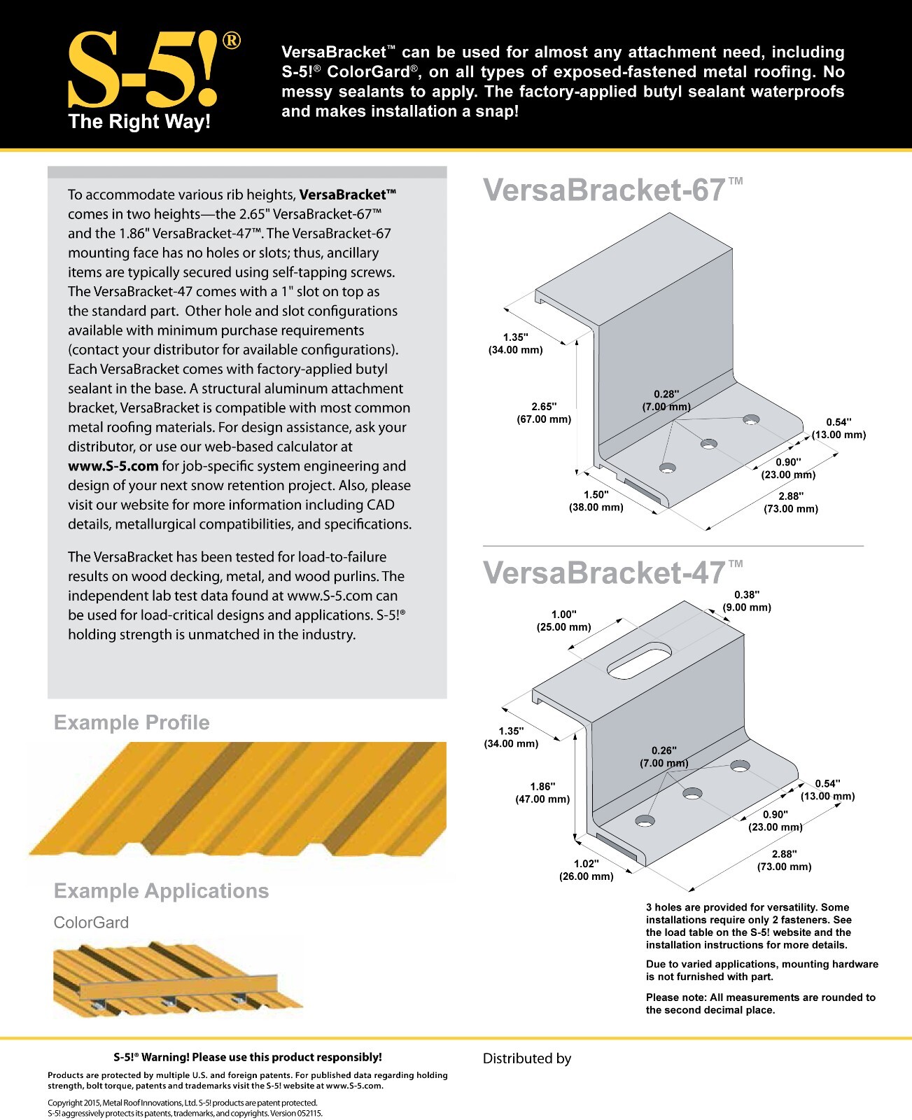 S-5! S-5-VB-47 VersaBracket Mounting Bracket