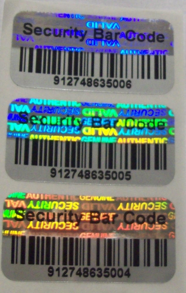 100 Security BARCODE Hologram Tamper Evident Label Stickers Seals full release