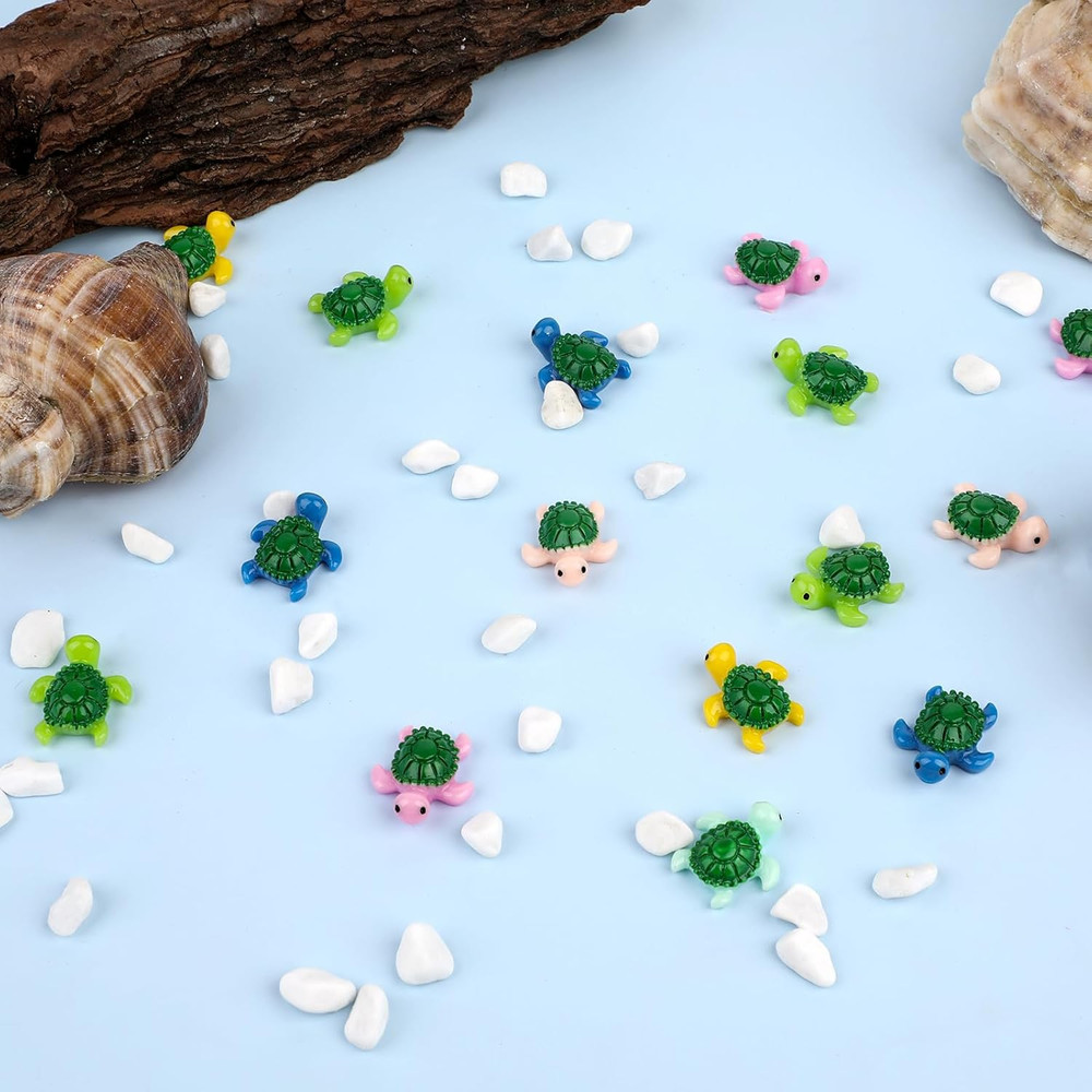 30 Pcs Miniature Turtles Multicolored Mini Turtle Decor Tiny Turtles Miniature T