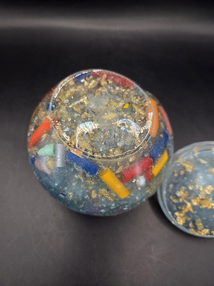 Handcrafted Resin Storage Container With Lid Crayons Glitter