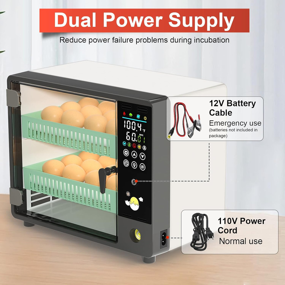 24-Egg Automatic Incubator with Humidifier and Temperature Control