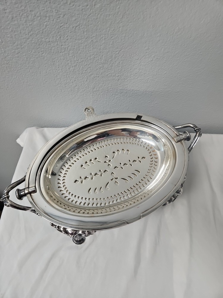 Martin, Hall & Co.-Sheffield Silverplate Roll Top Buffet Server Dome Dish 11.5”