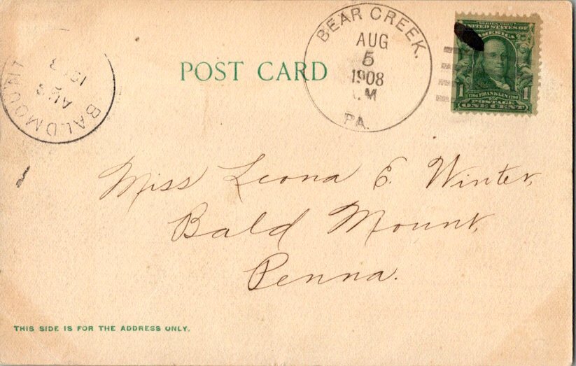 Pennsylvania Bear Creek 1908 4a-bar  1905-1966  PC.