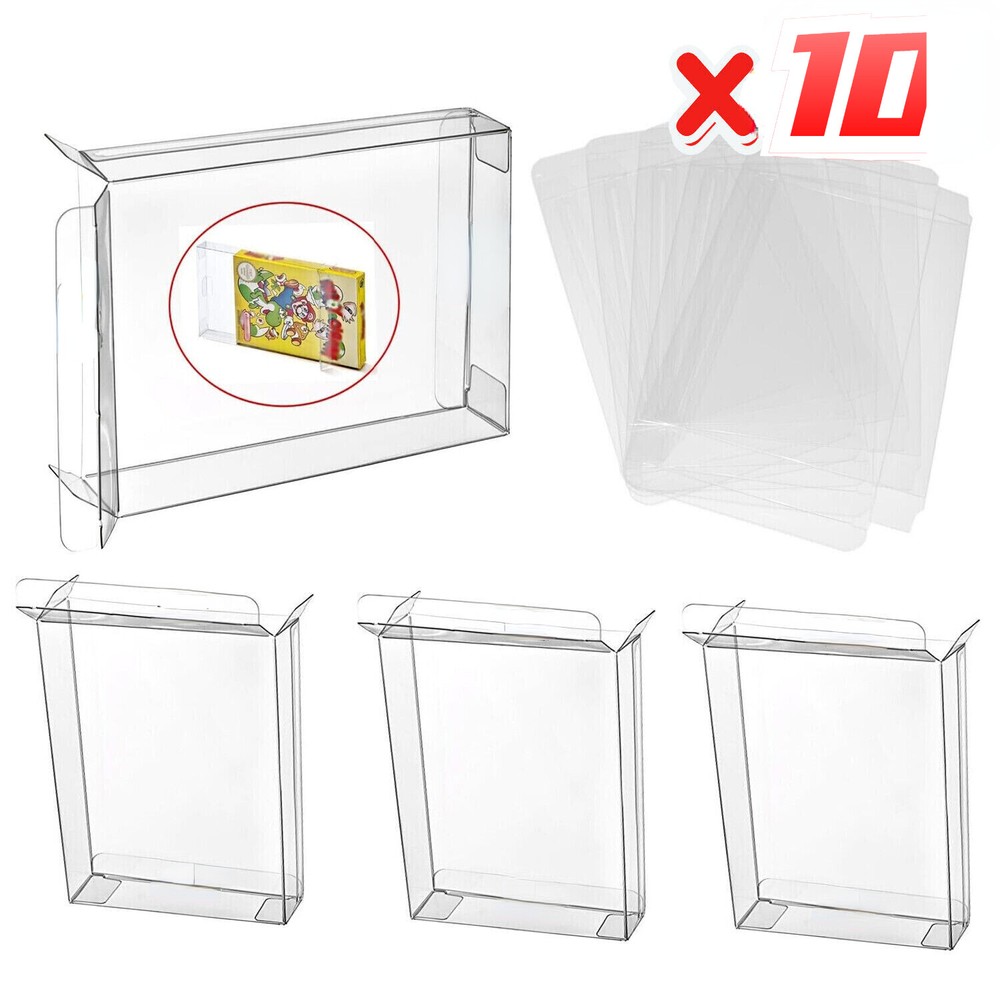 10x NINTENDO NES CIB GAME- CLEAR PLASTIC PROTECTIVE BOX PROTECTOR SLEEVE CASE