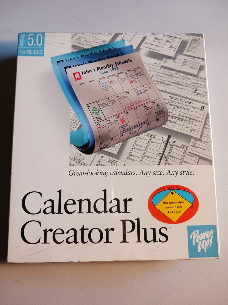 Calendar Creator Plus 5.0 Version for Windows Power Up Software 20027-B New VTG
