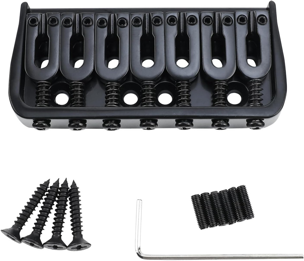 Black 7 String Guitar Fixed Hardtail Bridge Fit Ibanez,Peavey,Schecter,Washburn
