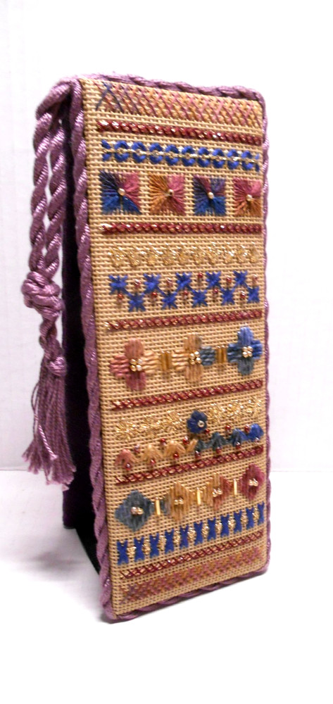 Vintage Handmade Needlepoint Stand-up Shelf Sitter SAMPLER Completed 7"
