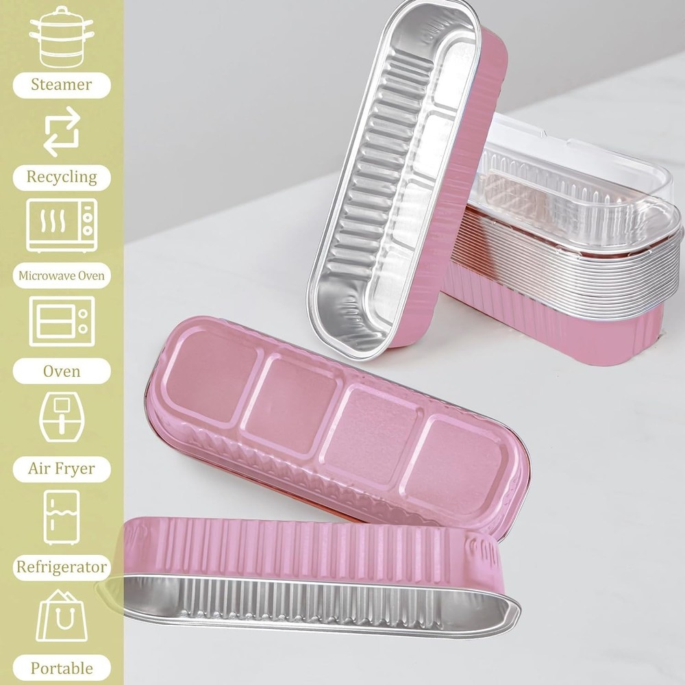 20PCS Rectangle Mini Loaf Pans With Lids,Mini Cake Pans with Lids,Disposable ...
