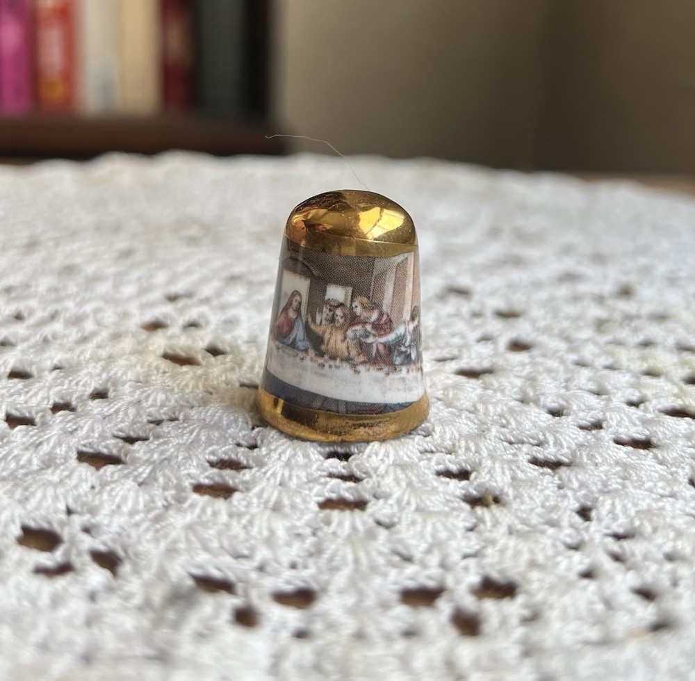 Vintage Fine Bone China Made in England Last Supper Thimble