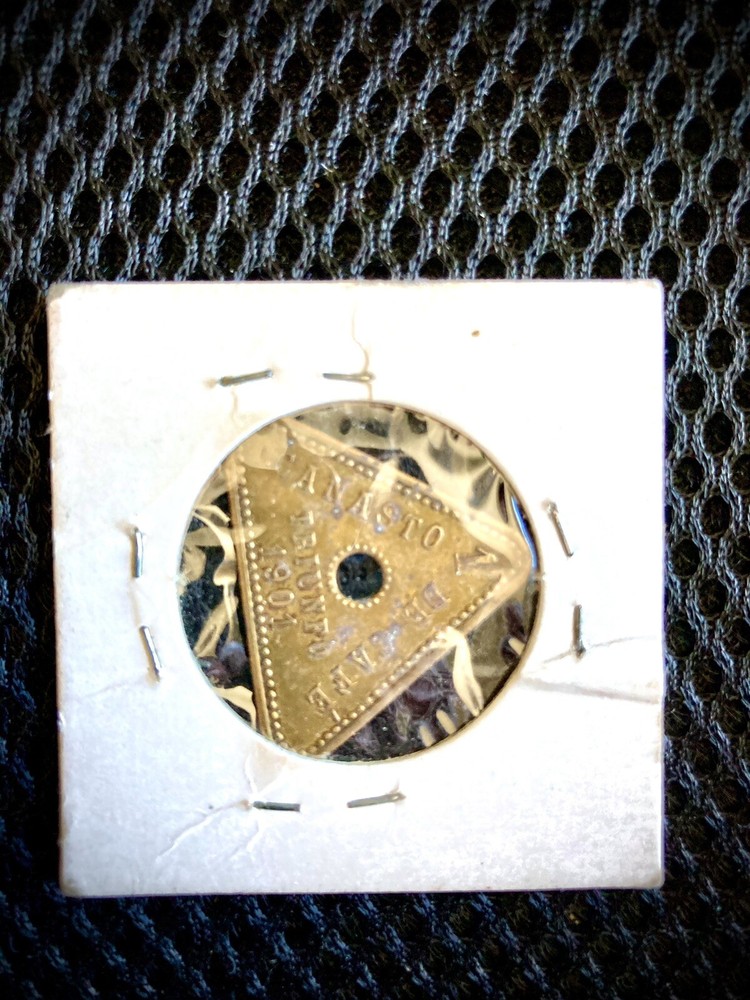Rare 1901 Triangular Bronze coin