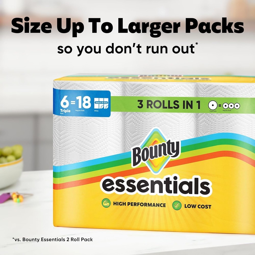 Bounty Essentials Select-A-Size Paper 2 Rolls (162 Sheets each), White