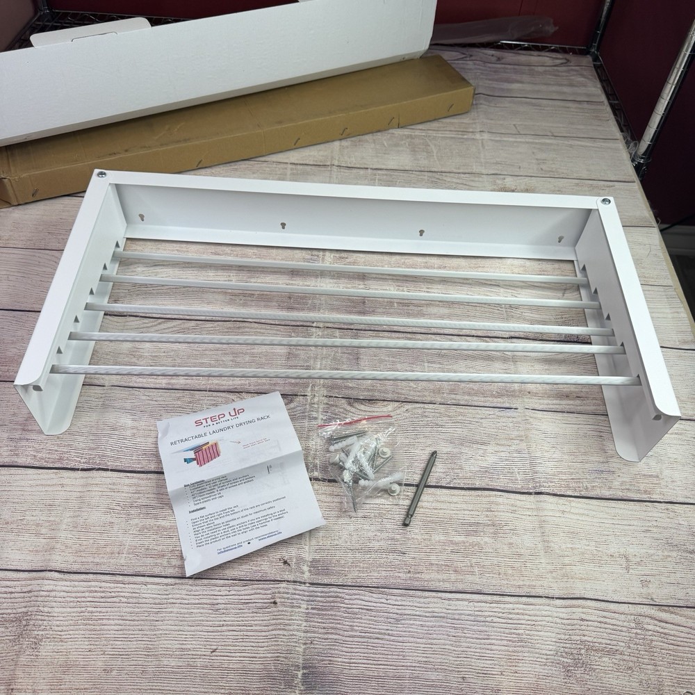 28” Wall Mount Folding Laundry Drying Rack Retractable 40lb Capacity