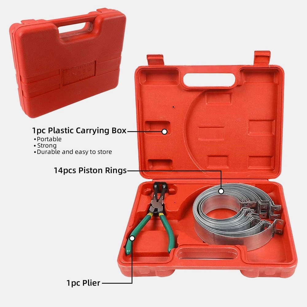 LUTIFIX Piston Ring Compressor Tool, 14 Pcs Rings & 1 Adjustable 14PCS