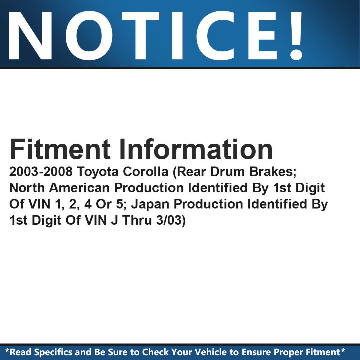 Front Rotors Rear DRUMS + Brake Pads & Shoes for 2003 2004 - 2008 Toyota Corolla