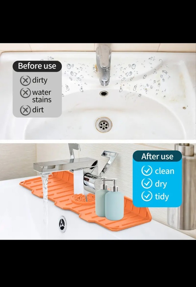 Orange 🧡 Silicone Faucet Mat for Kitchen, Sink Splash Guard, Protector Faust.