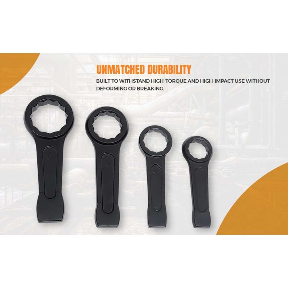 JRSDRIVE Striking Wrench 2 inch 12-Point Flat Strike Slogging Ring Spanner