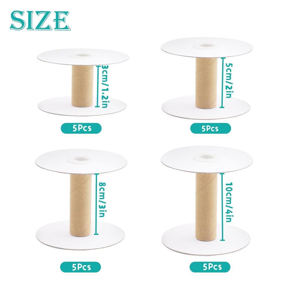 20 Sets Paper Sewing Spools Empty Paper Thread Spools 4 Sizes Removable Empty...
