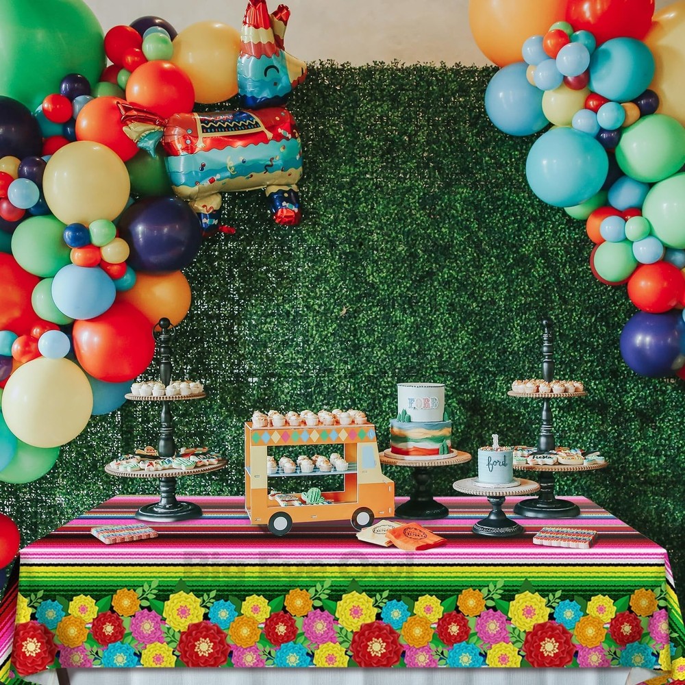 Big Eye Owl Mexican Fiesta Tablecloth 108" x 54" (Rectangular), Multicolor 1