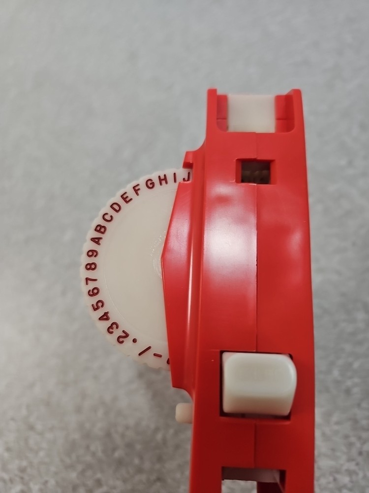 Vintage DYMO Red Handheld Label Maker Embosser | Rotary Wheel | Untested