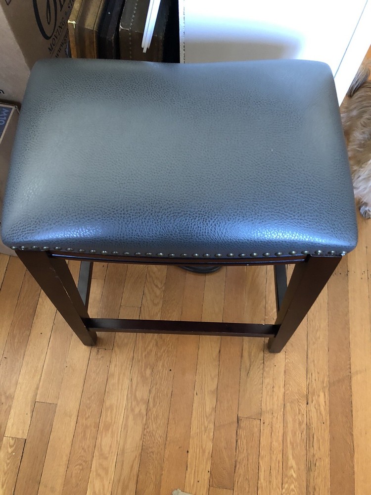 Grey Faux Leather Bar Pub Stool