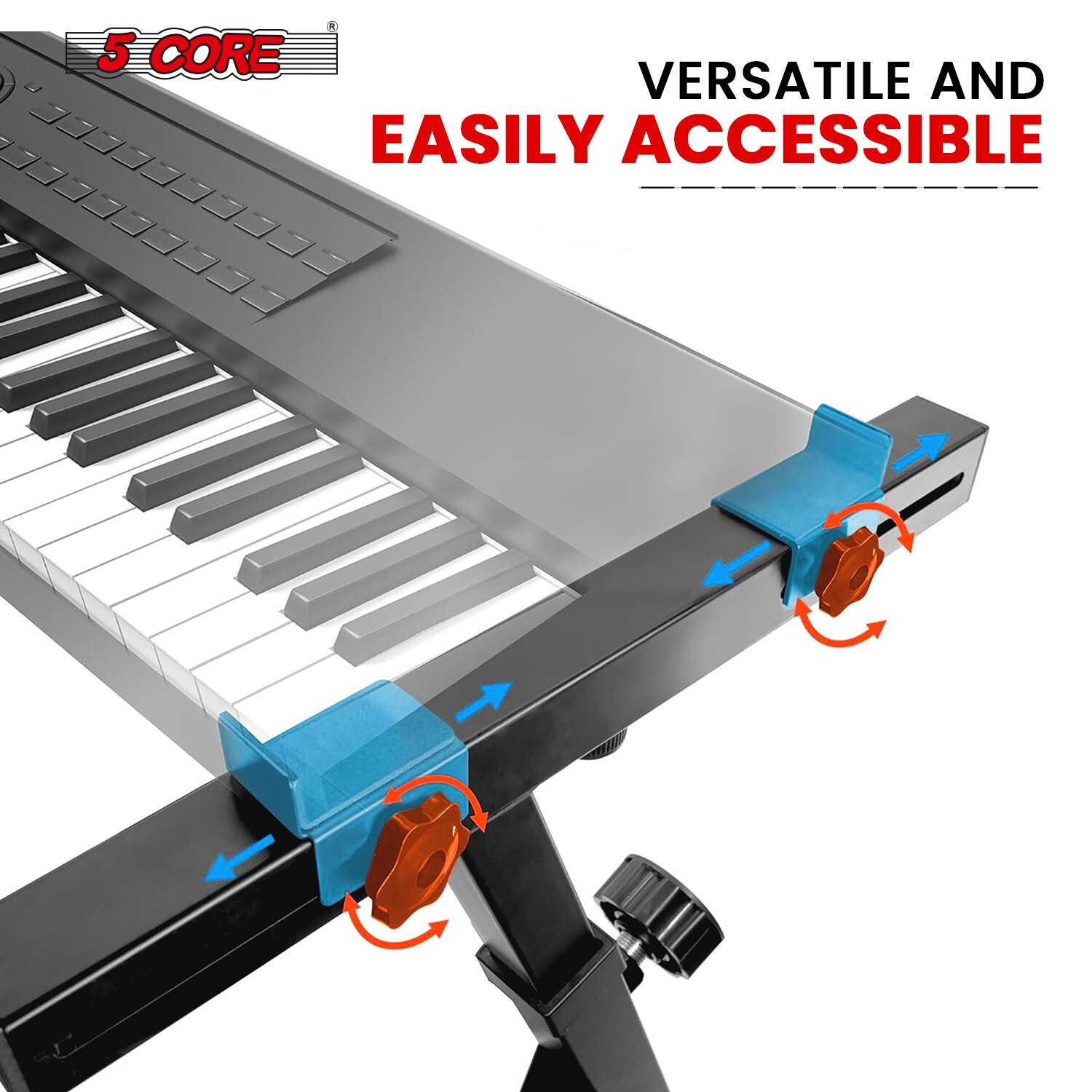 5Core Keyboard Stand Z Style w Wheels Adjustable Heavy Duty for 54–88 Key Pianos
