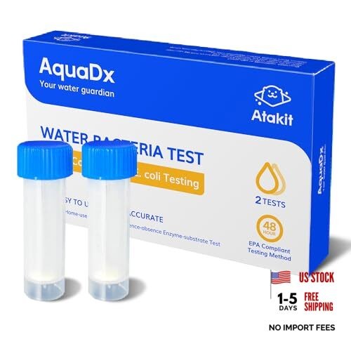 AquaDx 2 Pcs Water Bacteria Test Kit Total Coliform and E.coli Testing for