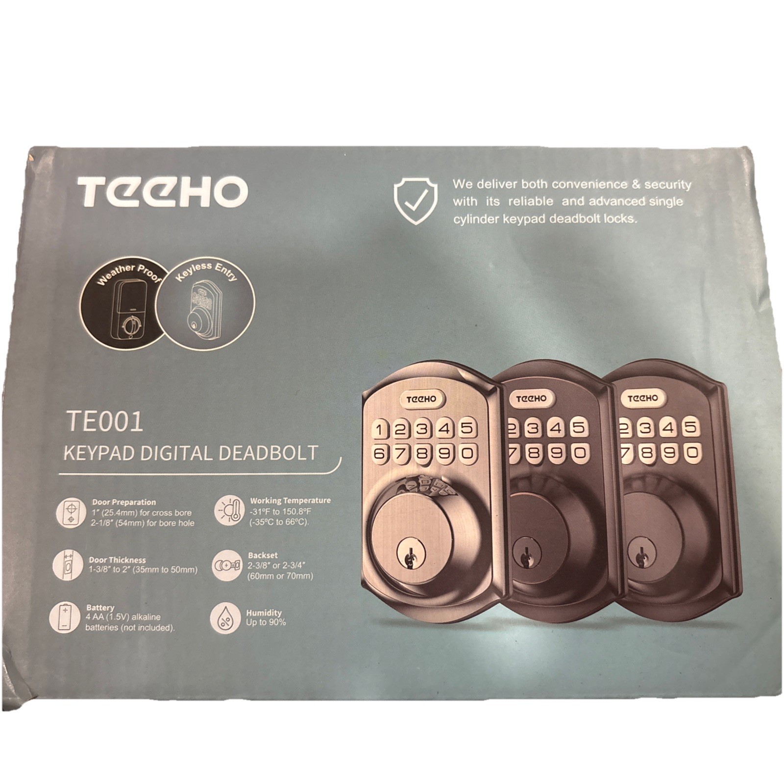 TEEHO TE001 Battery Operated Keypad Digital  - Keyless Entry - Satin Nickel New