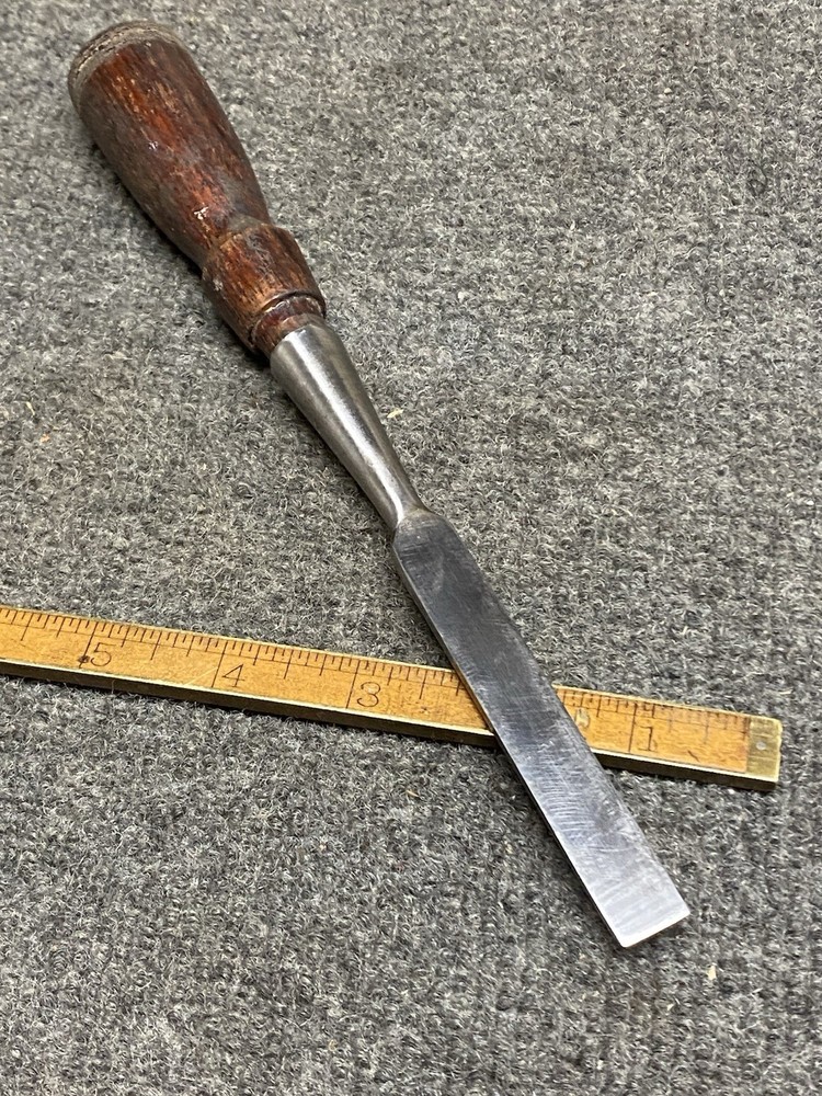 Vintage Stanley 1/2” Chisel “D” With Leather Padded Handle USA Sharp!