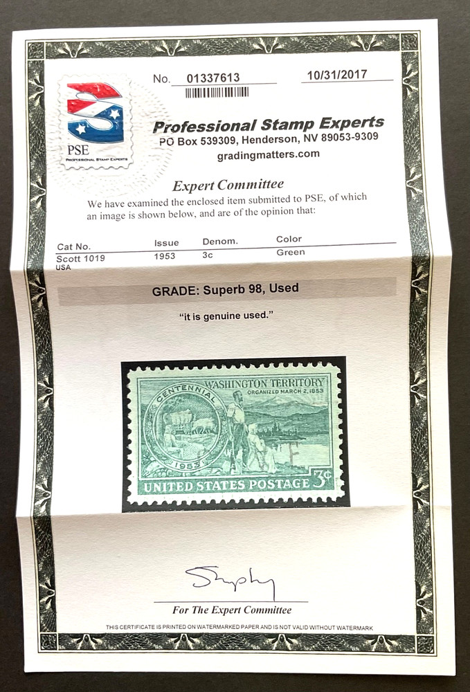 #1019 Used, PSE Graded 98, PSE Cert # 01337613