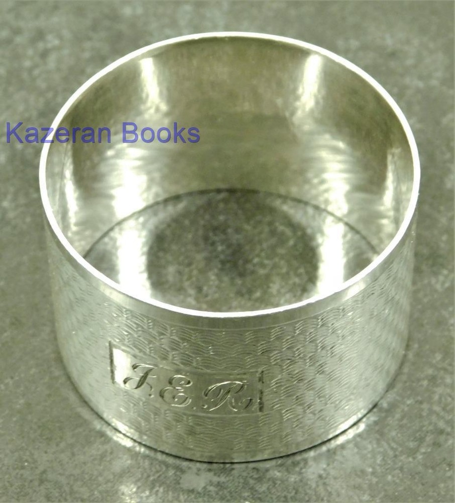 Vintage Solid Sterling Silver Art Deco Engine Turned Napkin Ring 1943 E Houlston