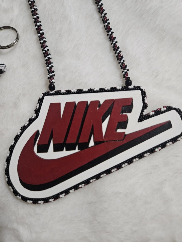 Nike handmade Beaded Logo Medallion & Sneaker Keychain Set