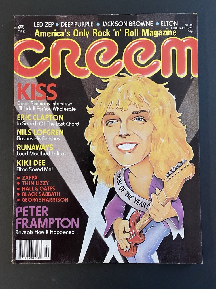 Creem Magazine February 1977 Frampton, KISS, Clapton, Runaways, Led Zep, Sabbath
