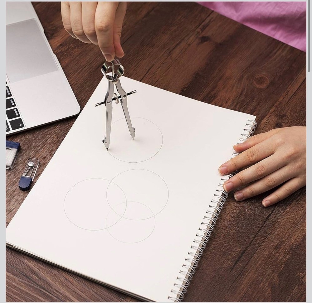 Mr. Pen- Professional Compass for Geometry, Extra Lead, Metal Compass, Drafting