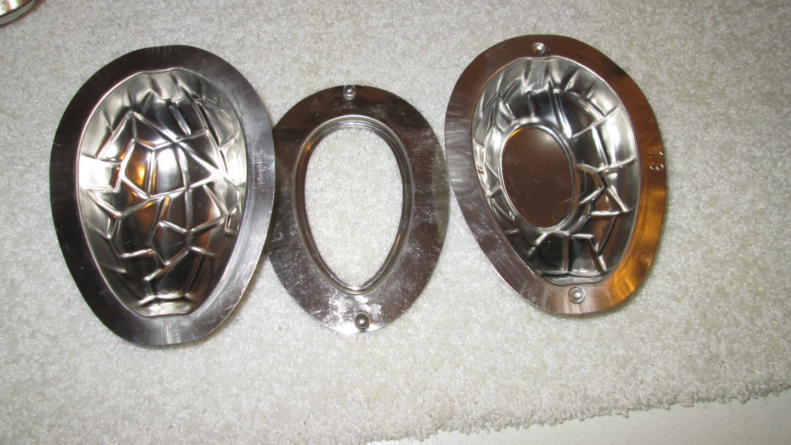 6 stainless steel Easter egg ice cream molds vintage
