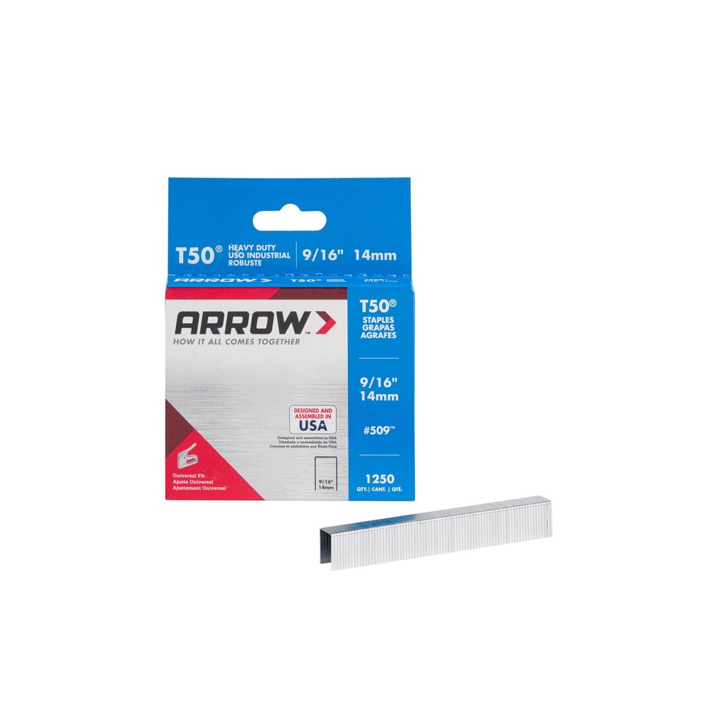 Arrow T50 9/16 Staples, 1250 Count