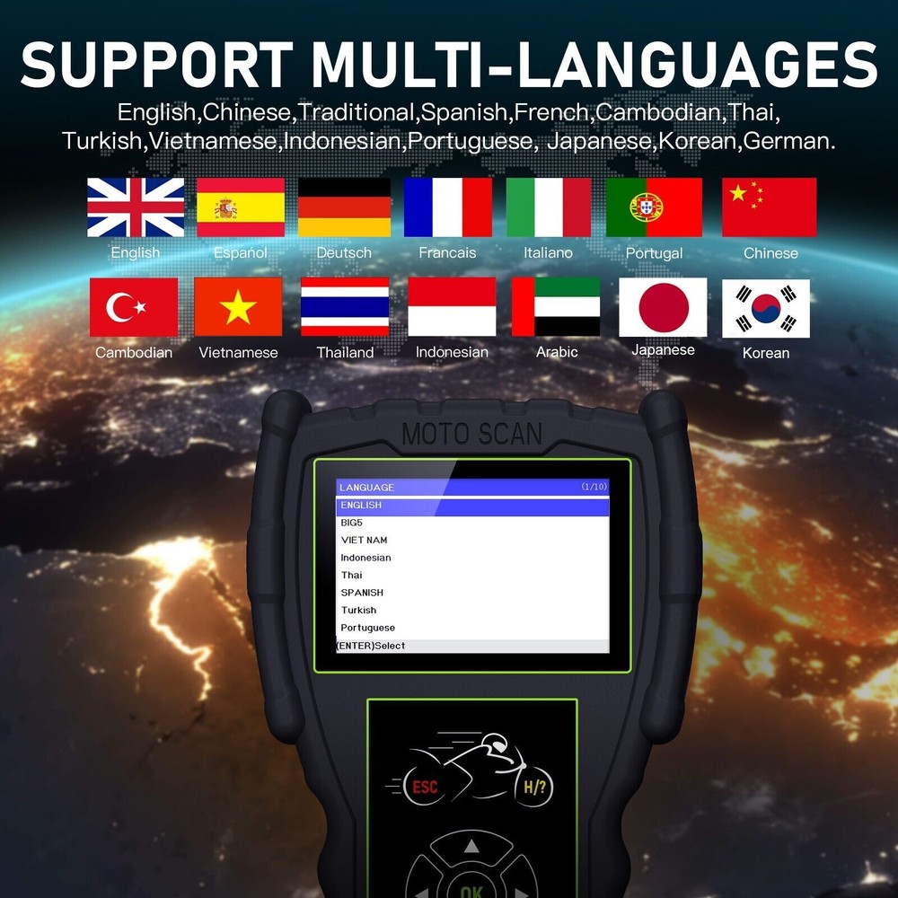 JDiag M100 Motorcycle Detector Scanner Code Reader Diagnosis Tool Battery Tester