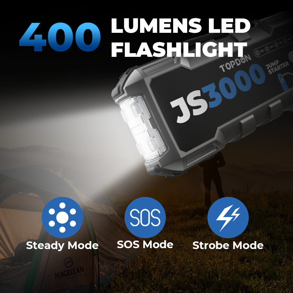 TOPDON JS3000 3000A Jump Starter For Cars And Battery Charger Booster Power Bank