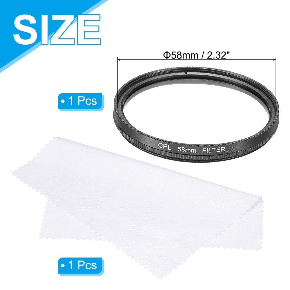 58mm Circular Polarizer Filter, Polarizing Filter with Cleaning Cloth