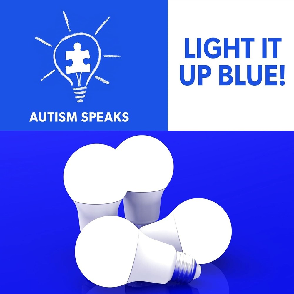 Blue Light Colored A19 LED Light Bulb 60W Equivalent (7W) E26 Base Waterproof