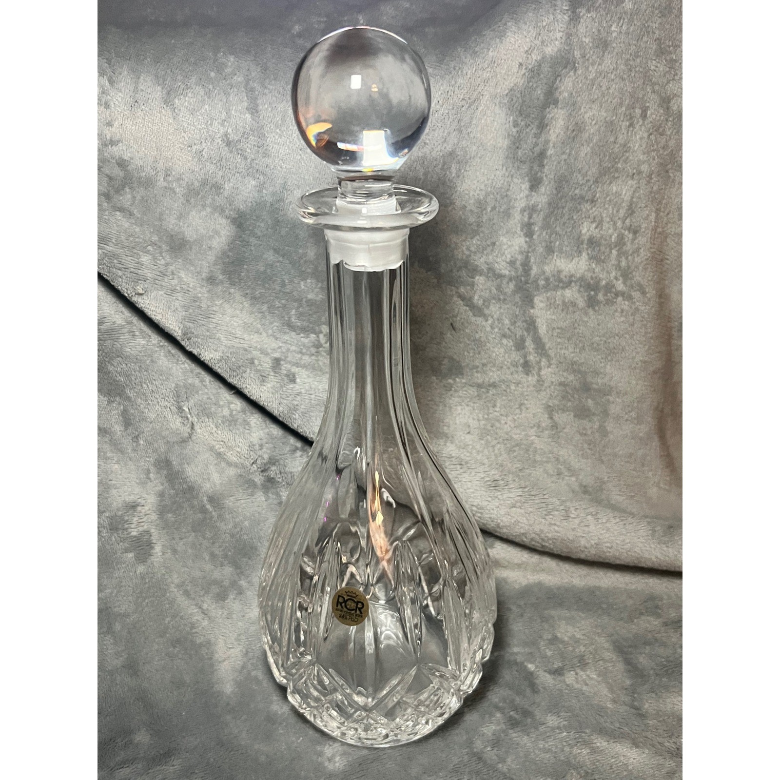RCR Italian Lead Crystal Decanter With Stopper 24% PbO Clear 11 Inch