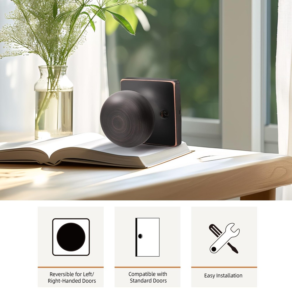 2 Pack Single Dummy Door Knobs Oil Rubbed Bronze Interior Dummy Knobs for Fre...